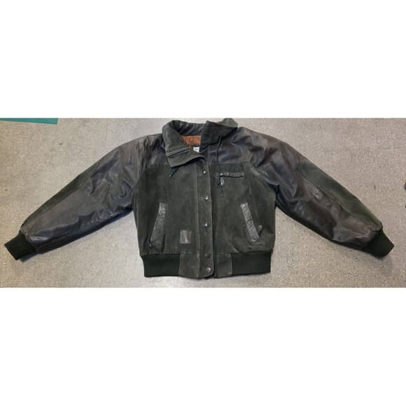 VINTAGE EAST WEST Genuine LEATHER JACKET  Korea Medium Forest Green Suede - Picture 1 of 6